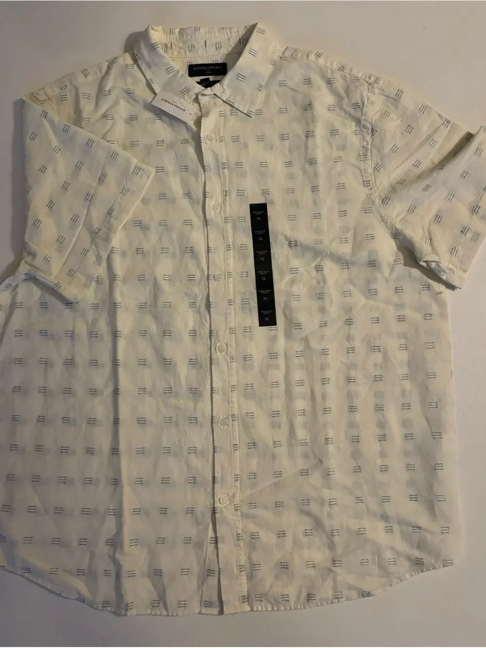 Banana Republic Linen White Short-Sleeve Button-Down Short Size XL ~ NWT